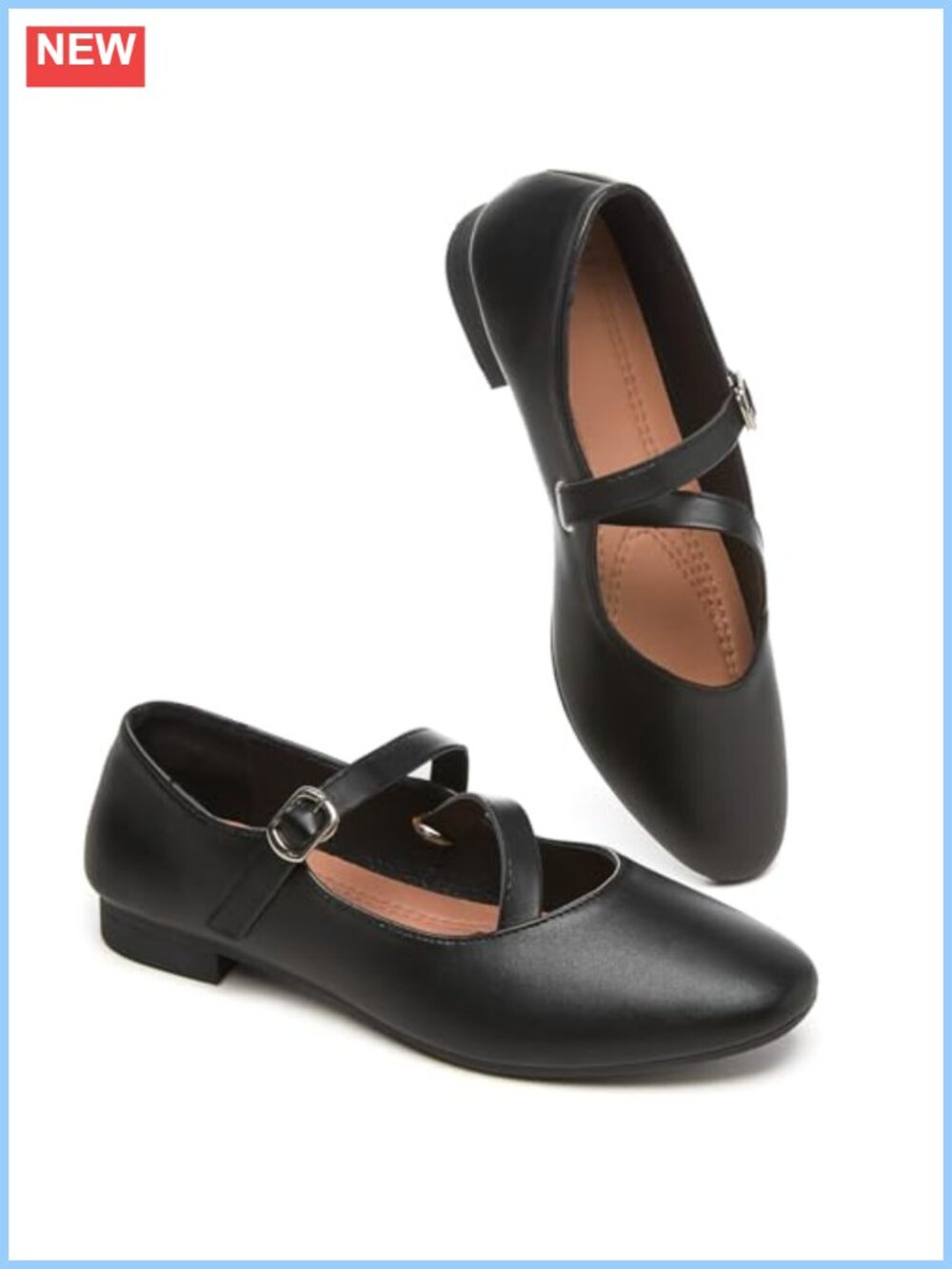 Cross Strap Mary Jane Flats with Memory Foam